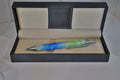 Handmade blue and green marbled 5.6 mm artist clutch pencil in presentation case