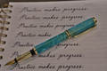 Handmade blue resin inlay fountain pen with gold-tone fittings